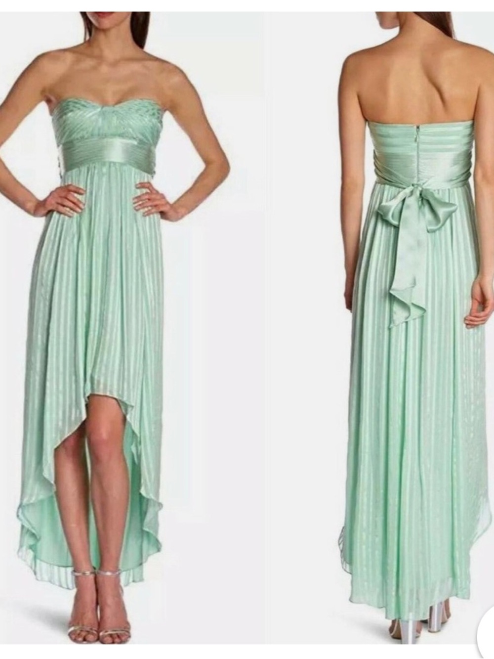 BCBGMaxAzria Alicia Silk Opaline Green Charmeuse Gown Size 2 - Picture 3 of 9